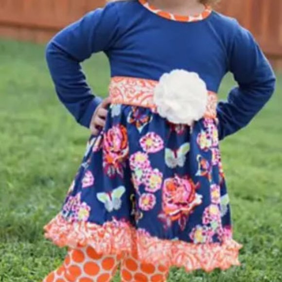 Autumn Floral Dress & Polka Dot Legging Set - Picture 5 of 7